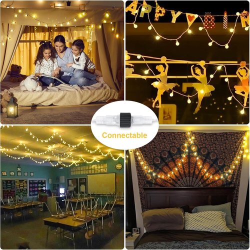 JMEXSUSS 100 LED Globe String Lights - 33ft Warm White Indoor/Outdoor Fairy Lights with Remote & 8 Modes