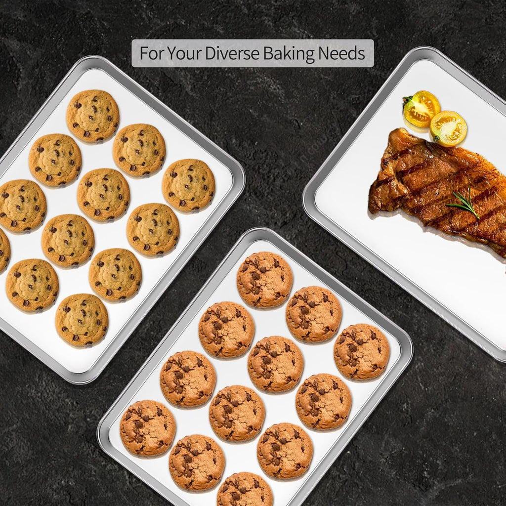 Skiennix Baking Sheet Set - 18-Inch Commercial Grade Stainless Steel Pans | Non-Toxic & Easy Clean