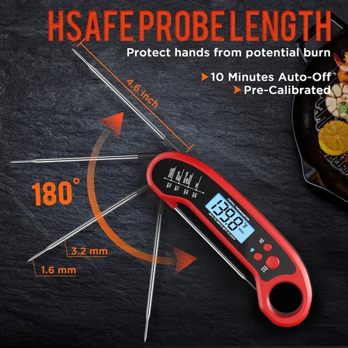 Meat Thermometer Digital - Instant Read Waterproof Kitchen & Grill Thermometer for BBQ, Turkey, Candy, Beef