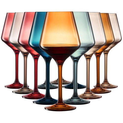European Style Plastic Crystal Unbreakable Stemmed Wine Glasses | Set of 12 | Acrylic Glasses Tritan Pastel Color Shatterproof BPA-free, Outdoor, Pool, Indoor, Hand Wash 17oz Gift, Everyday & Holiday