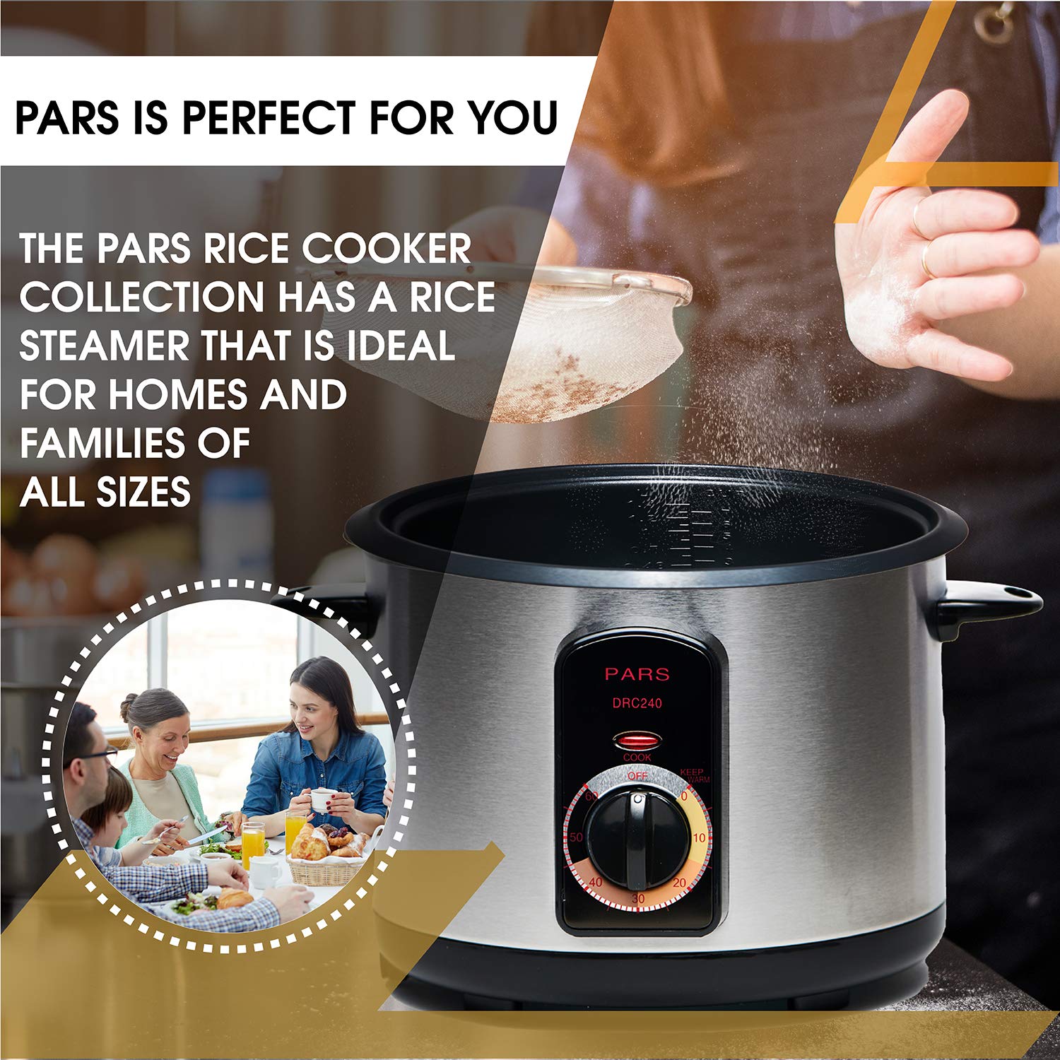 Pars Automatic Persian Rice Cooker - Tahdig Rice Maker Perfect Rice Crust, 15 Cup