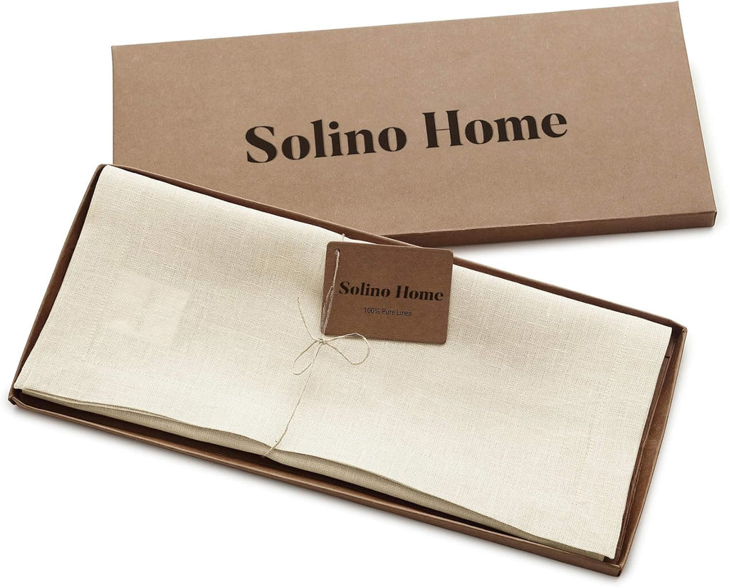 Solino Home Ivory Table Runner - 100% Pure Linen, 14 x 90 Inches for Dining & Special Occasions