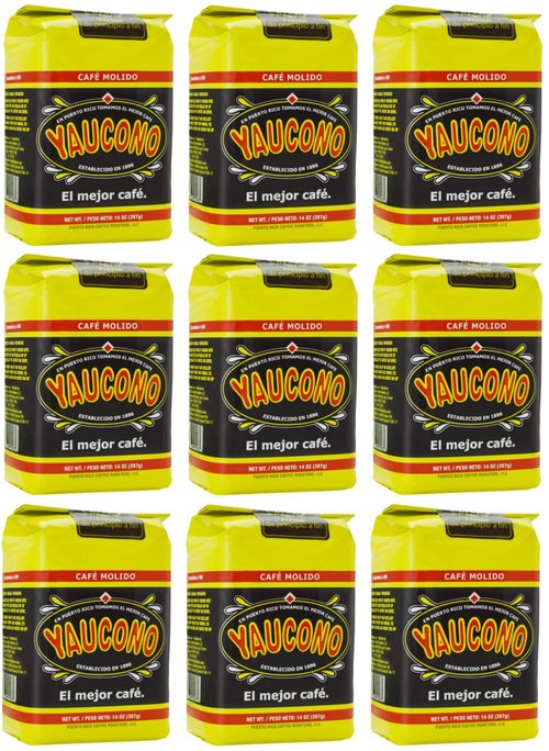 Yaucono Ground Coffee Bagged, 14 Ounce (Pack of 9)
