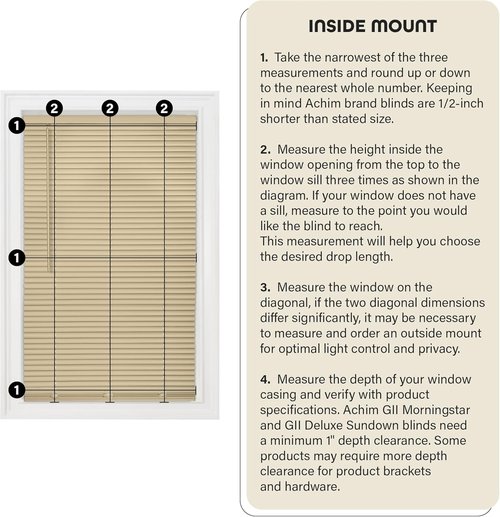 Achim Home Decor Cordless Mini Blinds - Room Darkening, 27" W x 64" L, 1" Slat - Mahogany Finish