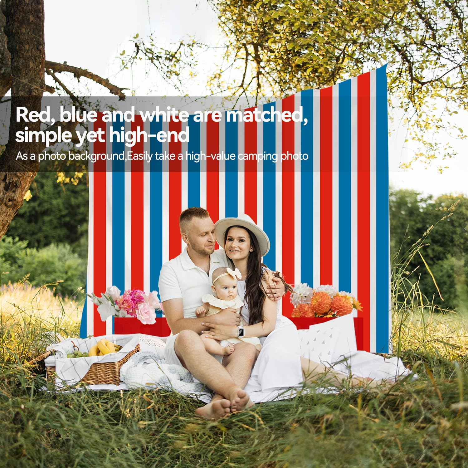 Skiennix Disposable Plastic Tablecloths - Patriotic Striped Design | 3-Pack 72”x54” for Fourth of July Parties