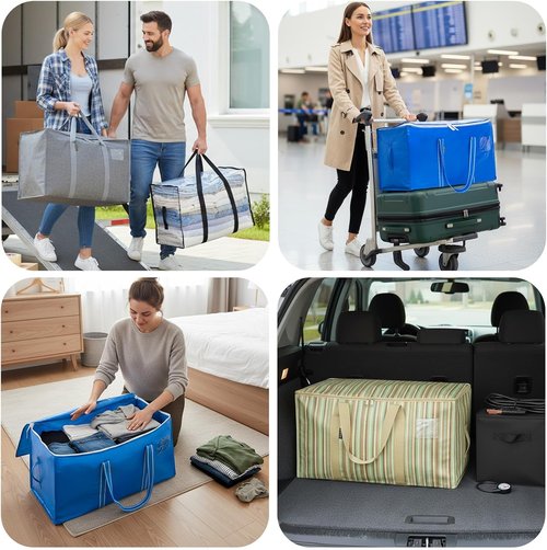 BALEINE Heavy-Duty Oversized Moving Bags - 6-Pack with Reinforced Handles for Clothes & Supplies | Royal Blue