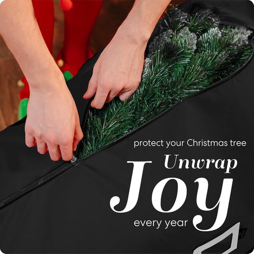 Handy Laundry - Rolling Tree Storage Bag | Zippered Bag for 7.5-Foot Christmas Tree - Easy Transport with Carry Handles and Wheels - Protects Against Dust, Insects, and Moisture (Black)