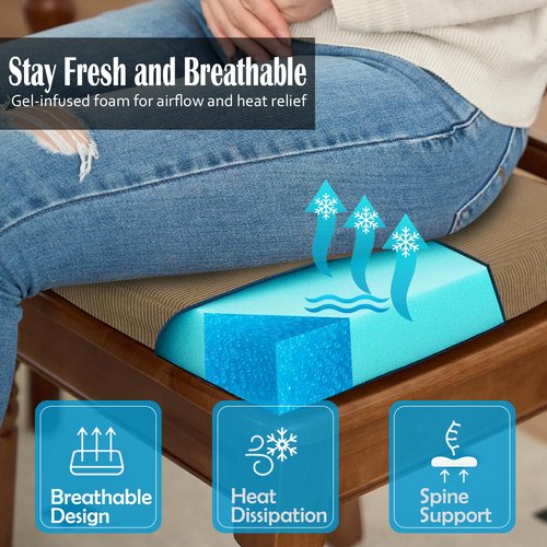 Nobildonna 2'' Thick High-Density Foam Indoor Chair Cushions | Dining Chair Pads with Ties, Removable Washable Cover, Dining Chair Cushions 17"x16",Light Brown 6 Pack