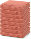 Homaxy 100% Cotton Waffle Weave Dish Towels - Ultra Soft & Absorbent, Quick Drying | 13 x 28 Inches, 8-Pack, Coral