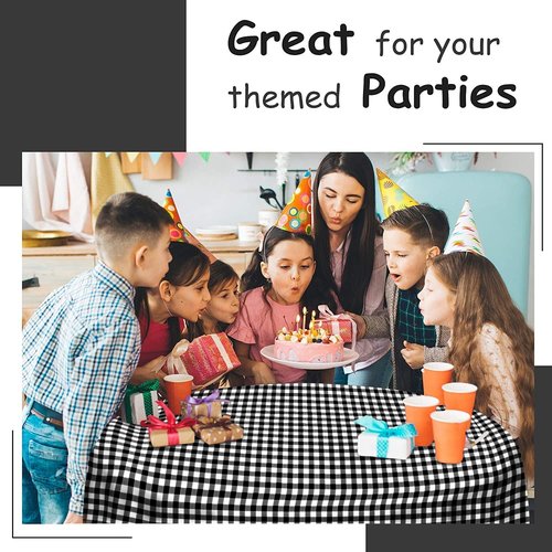 Black Gingham Checkered Tablecloths by [Brand Name] - 14 Pack Disposable 54 x 108 in. Rectangle for Parties & Events