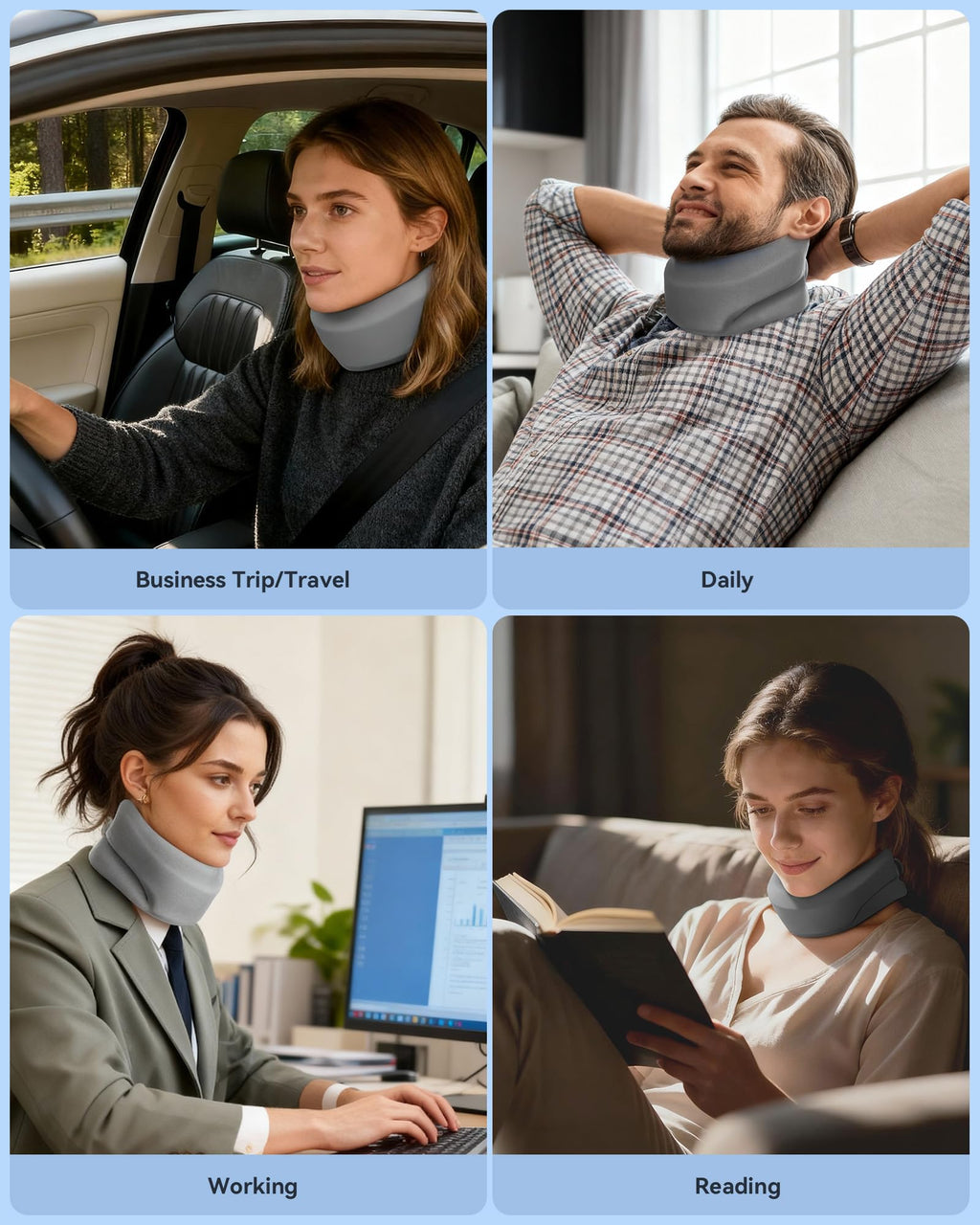 BETOVIN Heated Neck Brace Cervical Collar Neck Support Brace with Heating Pad Medium Size Grey Fits Neck Circumference 12.6-15.8 inchs, Height 3.0-3.3 inches