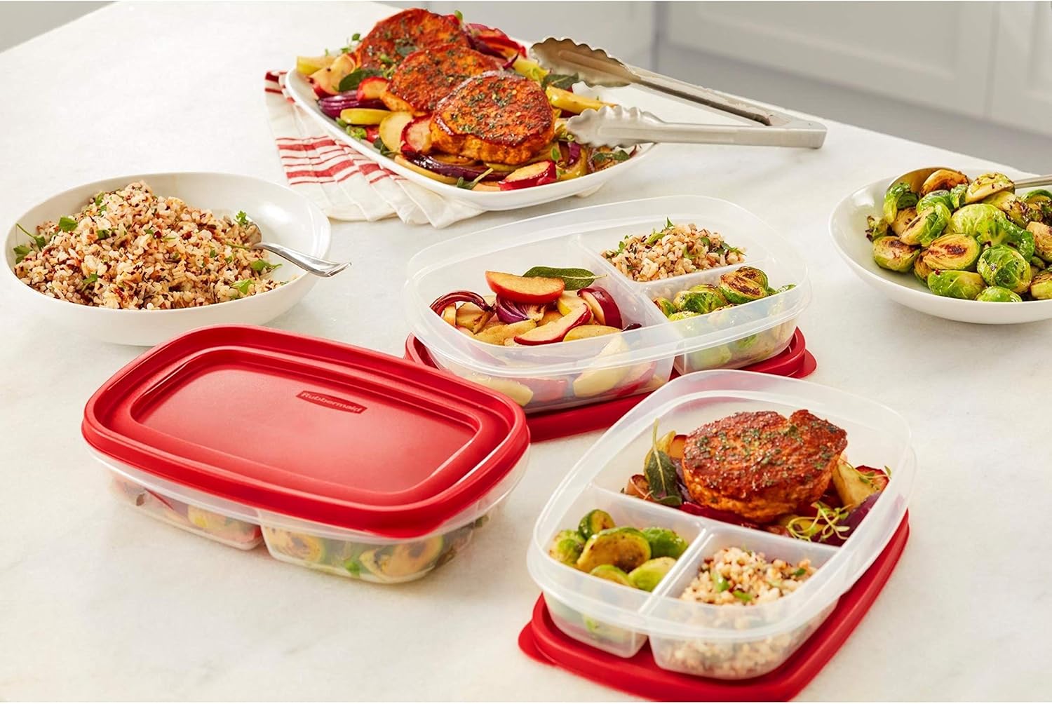 Rubbermaid EasyFindLids Meal Prep Containers - 5.1 Cup | Convenient Red Storage Solution