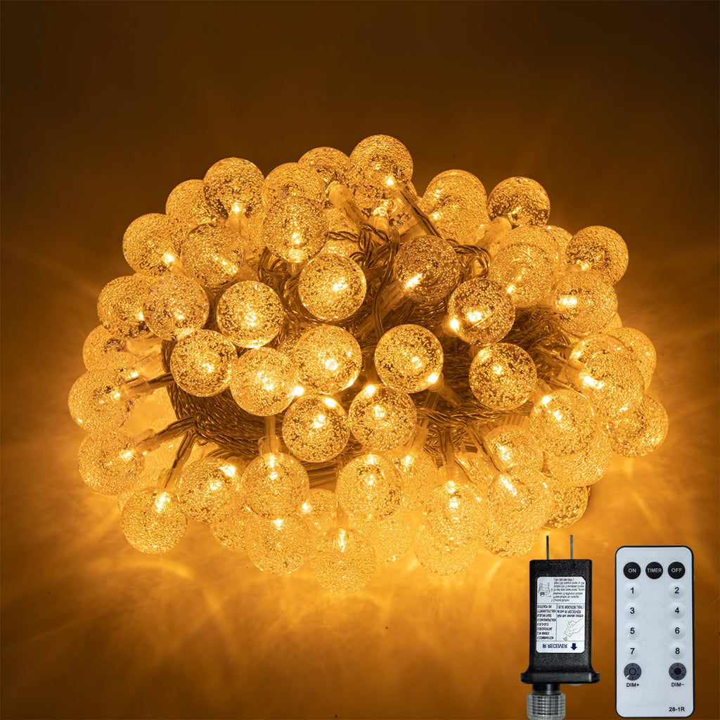 Ogrmar 100 LED Globe Ball String Lights - 49 ft Crystal Bubble Lights with Remote & Timer | Warm White Indoor Outdoor Decor