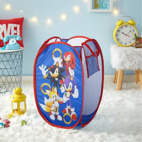 Idea Nuova Pop Up Hamper with Durable Carry Handles for Laundry, Nursery, Storage,Sonic the Hedgehog