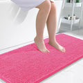 OLANLY Bathroom Runner Rugs - Soft Absorbent Chenille Bath Mats | Quick Dry, Machine Washable, 47x24, Hot Pink