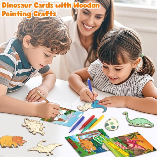 BainGesk Valentines Day Cards for Kids School, 30 Pack Dinosaur Wooden Kits, Valentines Cards for Classroom Exchange, Valentine's Day Party Favor for Boys & Girls