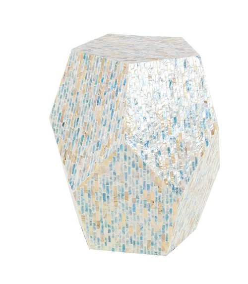 Deco 79 Mother of Pearl Shell Handmade Side End Accent Table End Table, Side Table 16" x 16" x 19", Multi Colored