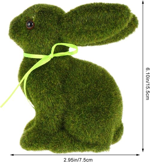 Lifelike Green Flocked Easter Bunny Decor - Artificial Moss Rabbit for Home & Kids' Events
