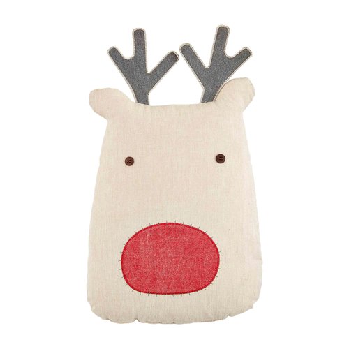 Mud Pie Shaped Reindeer Christmas Pillow, Tan, 19" x 12"