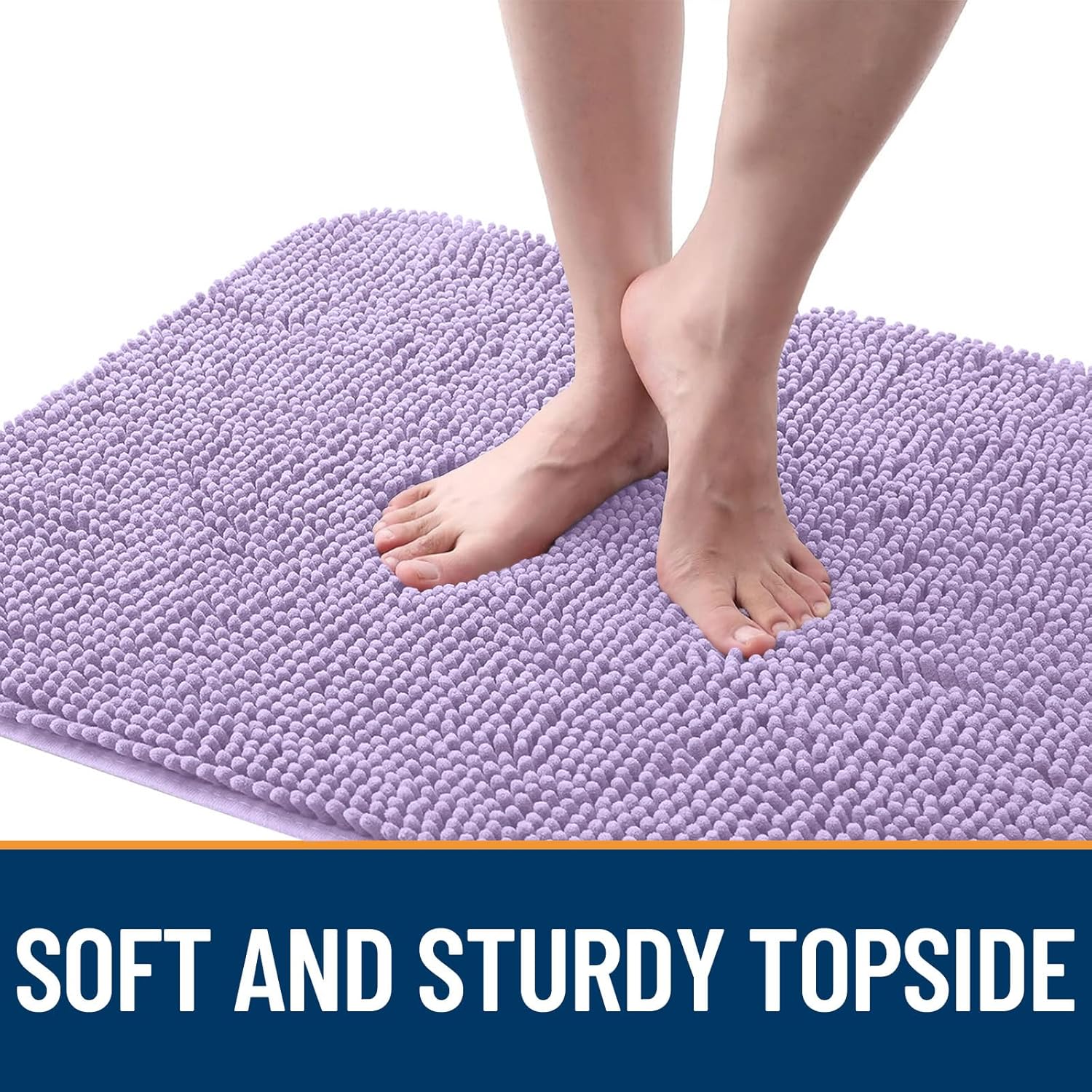 OLANLY Dog Door Mat - Absorbent Non-Slip Chenille Mat for Muddy Paws | 70x46, Quick Dry, Lavender