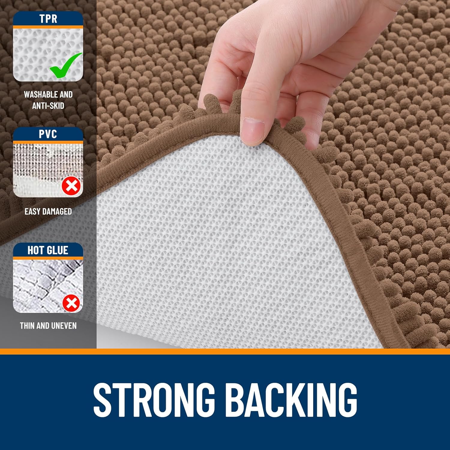 OLANLY Bathroom Runner Rugs - Extra Soft Absorbent Chenille | 59x24 Mocha, Quick Dry & Machine Washable