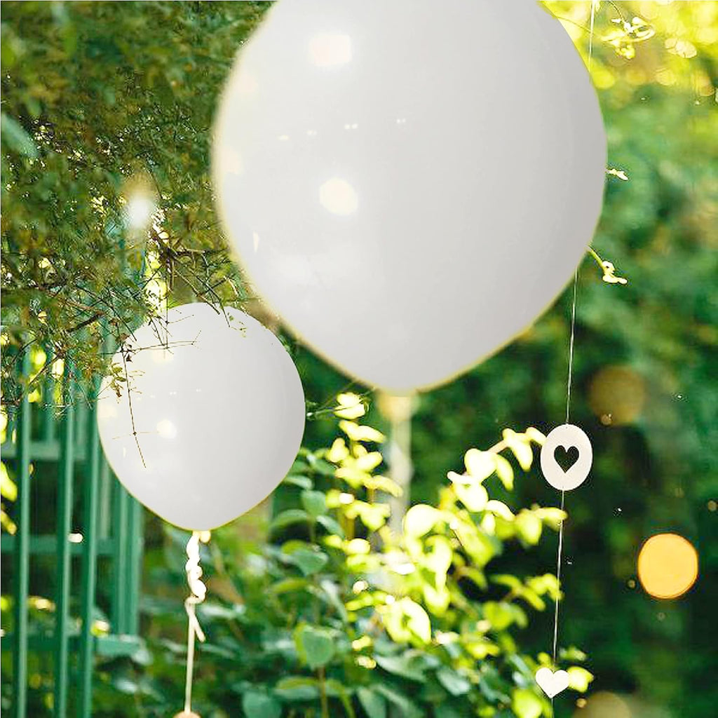 ASIYUHY White Balloons - 100 Pack 12 Inch Latex Balloons with 2 Rolls of Ribbon for Parties & Events