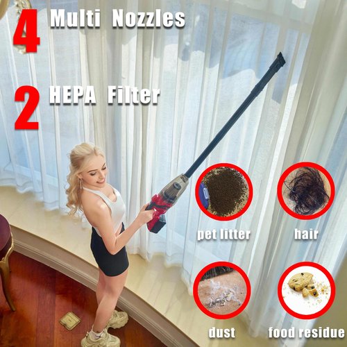 PMLYQ Cordless Vacuum Cleaner for Milwaukee M18 Battery,Wireless Handheld Power Vacuum Cleaner for Home, Boat, Workshop, Car, Pet Hair, Furniture(Tool Only No Battery)