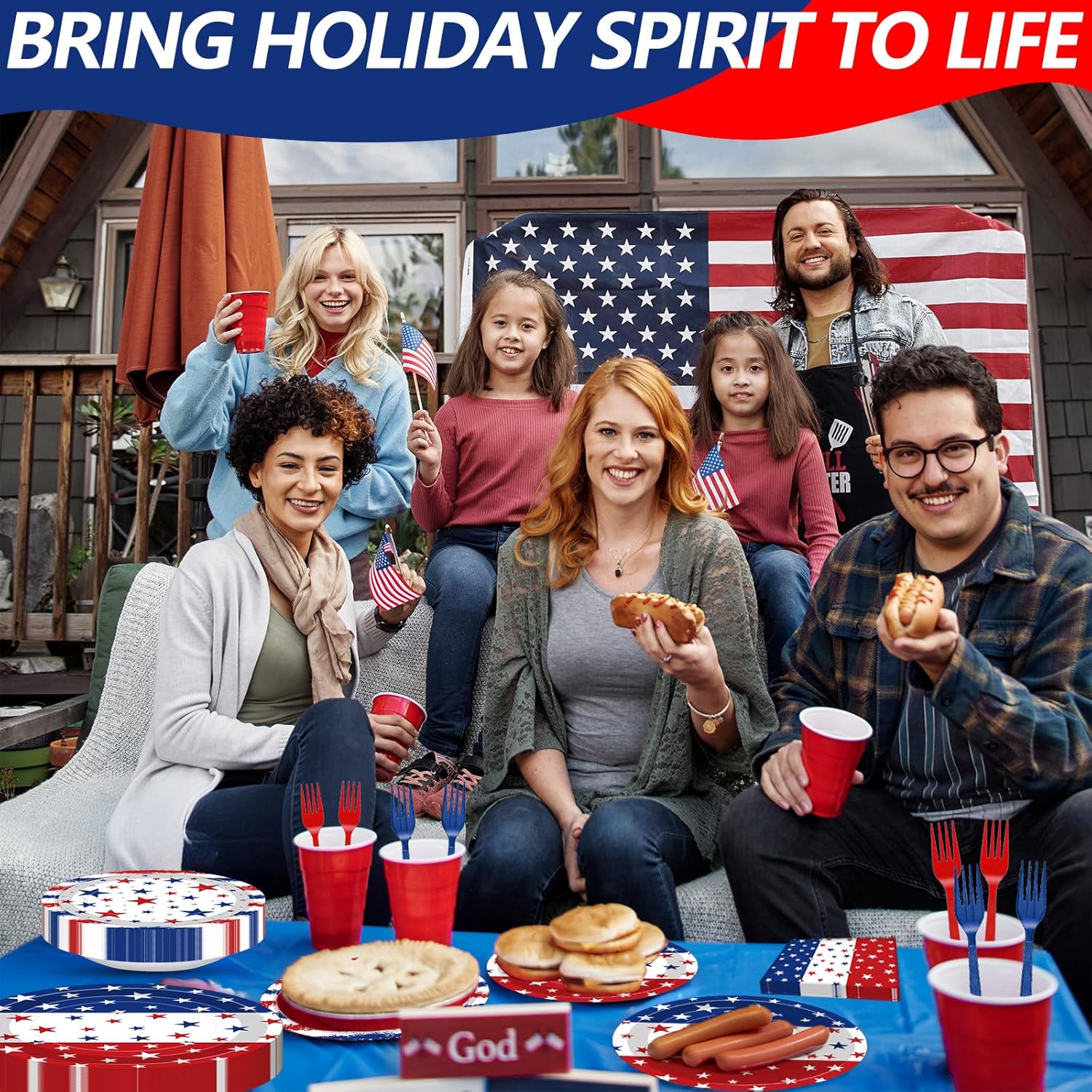 Regine Switzerland 100 Pcs Patriotic Party Supplies Set - Disposable Red, White & Blue Tableware for 25 Guests | Perfect for 4th of July & Memorial Day Celebrations