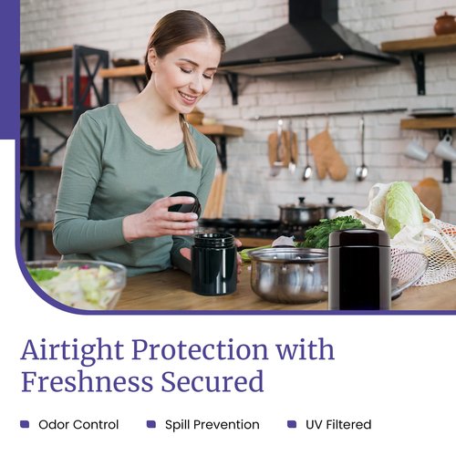 Infinity Jars, Premium Airtight Ultraviolet Glass Jar 250  ML (8.3 fl oz) Pack 3 Smell Proof, Antistatic, Light Blocking Container for Herbs, Coffee, Tea & Spices Durable, Travel-Friendly Storage