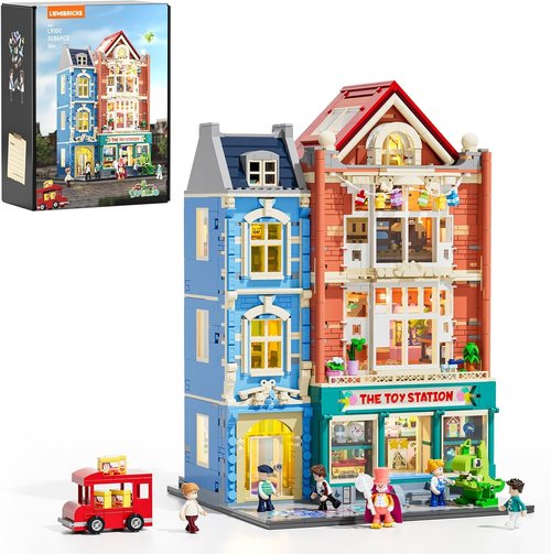 Lumibricks Building Bricks Set - City Town Modular Dollhouse with LED Light Display | 3086 Pcs Construction Kit for Adults & Teens