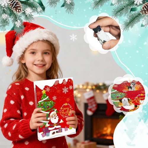 Bbiamsleep Christmas Advent Calendar - 24 Mini Cat & Dog Figurines for Festive Countdown Decor