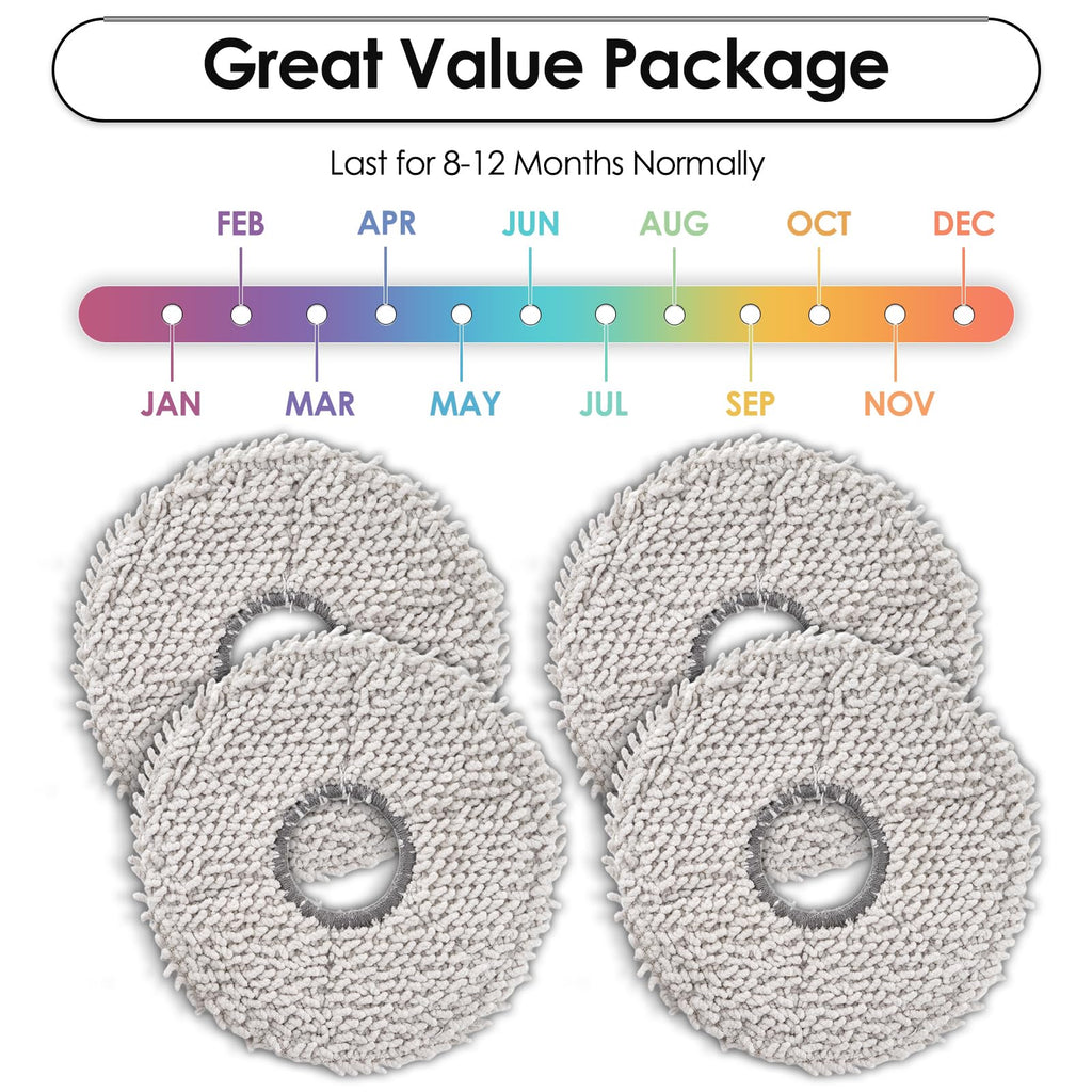 (4 Pack) Mop Pads for ECOVACS DEEBOT T30 Pro Max/ T30 Pro Omni/ T30S/ T30S Combo/ T30C Omni/ X5 Pro Omni/ X2 Omni X2 Pro T20 Omni X1 Omni X1 PRO Omni X1 PLUS T10 Omni T10 Turbo Yeedi M12 Pro+ X1 Turbo