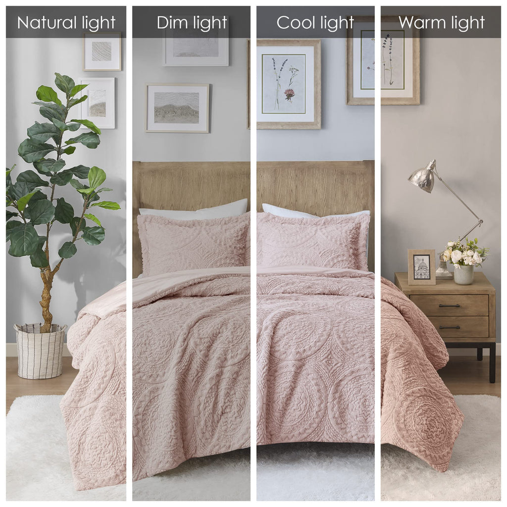 Madison Park Ultra Soft Luxury Premium Plush Comforter Mini Modern All Season Down Alternative Bedding Set with Matching Sham, Twin, Blush