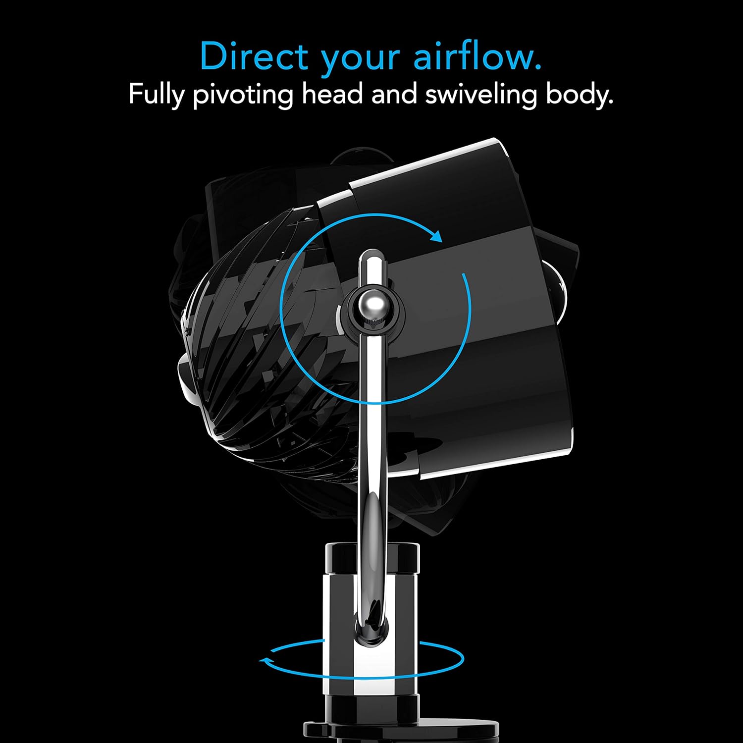 Vornado Pivot Clip Personal Air Circulator - 3-Speed Portable Desk Fan | 360-Degree Adjustable, Whisper Quiet, Black