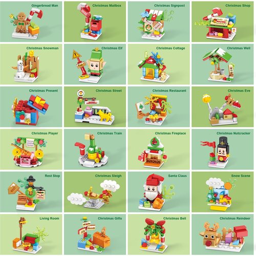 Santa’s Workshop Advent Calendar 2025 Building Set for Kids – 24-in-1 Christmas Holiday Countdown Gift with 24 Days of Surprise Figures, Party Favors Building Block for Boys & Girls Ages 6+