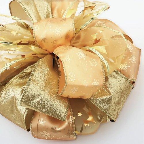 45 * 13Inch Christmas Tree Topper Bow Decoration, Large Glitter Tree Decoration Ornaments(Gold)