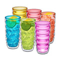 Amazing Abby - Arctic - 24-Ounce Insulated Plastic Tumblers (Set of 6), Double-Wall Plastic Drinking Glasses, Mixed-Color Reusable Cups, BPA-Free, Shatter-Proof, Dishwasher-Safe