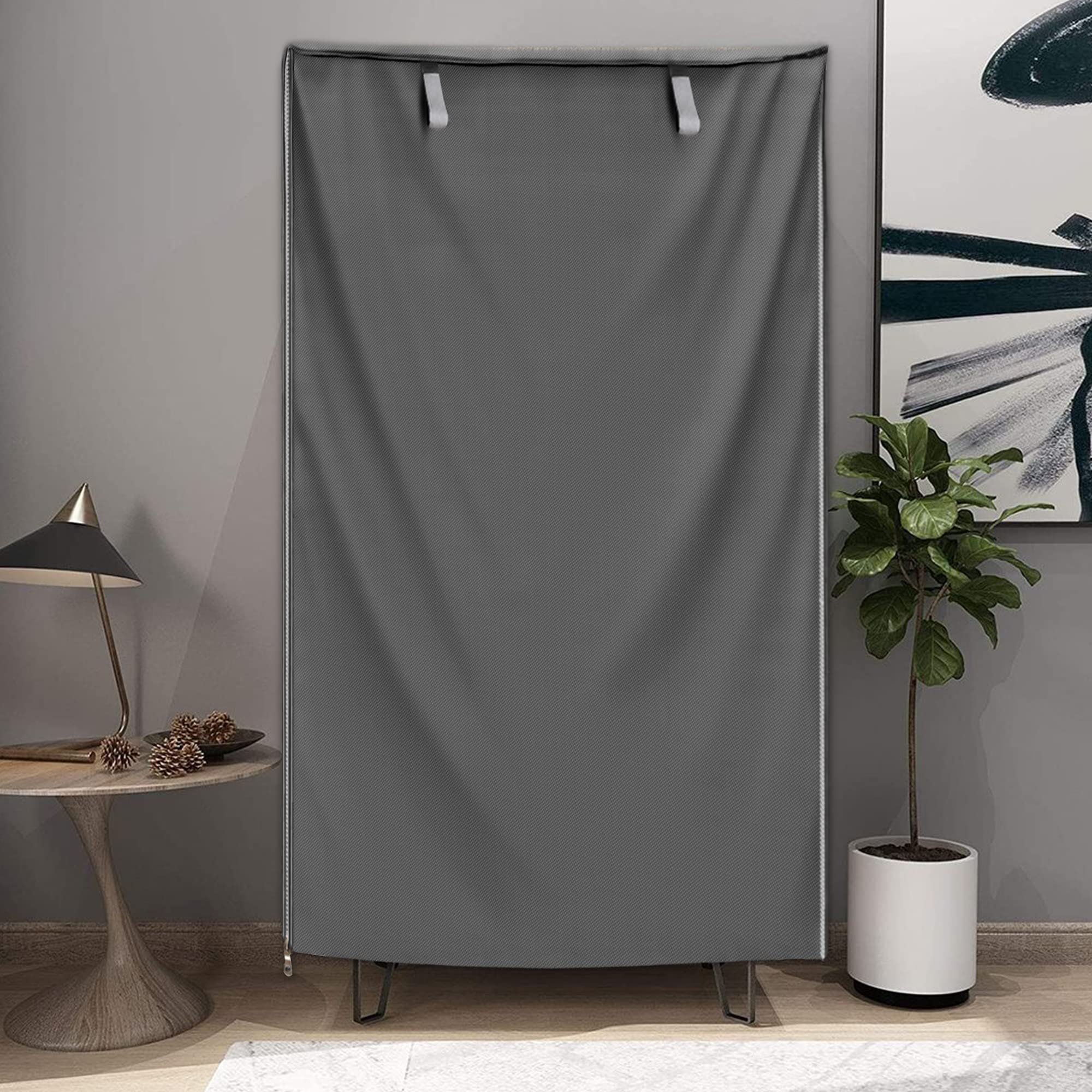 MOLLYAIR Heavy Duty 600D Wire Shelving Cover 36" x 18" x 72" - Grey Storage Rack Protector - Modern Fabric Shroud for Pantry, Laundry Room, and Basement