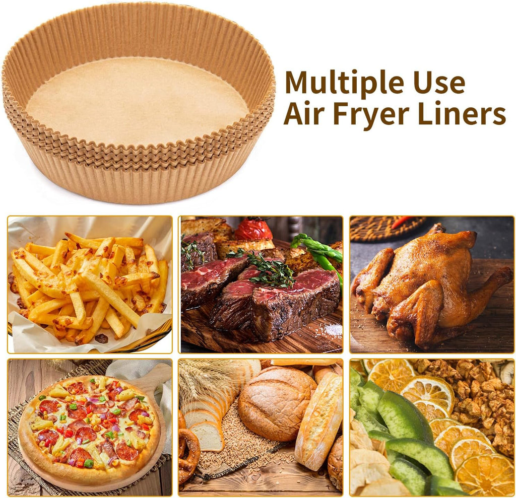 Air Fryer Liners - 100 Pcs Non-Stick Parchment Paper for 6.3-Inch Round Air Fryers | Food Grade Accessories