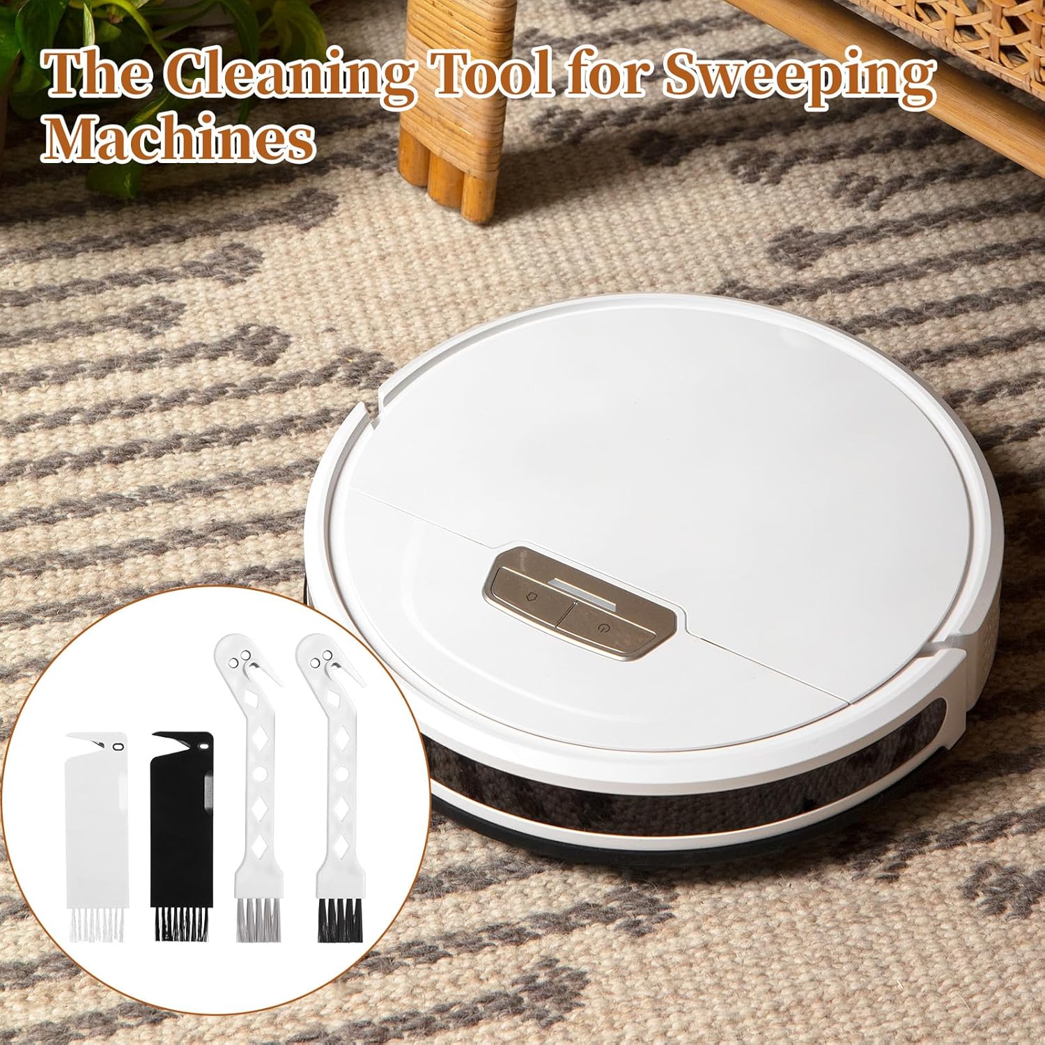 Skiennix Handheld Vacuum Cleaner Brush - 2-in-1 Universal Dust & Roller Tool for Robot Cleaning | 4 PCS Set