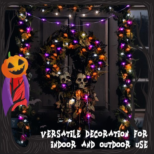 cshare Halloween String Lights, Pumpkin Ghost Bats Mini Halloween Lights with Timer Indoor Battery Operated 9.8ft 30LED Trick or Treat Decorations for Home Decor Indoor Party Holiday