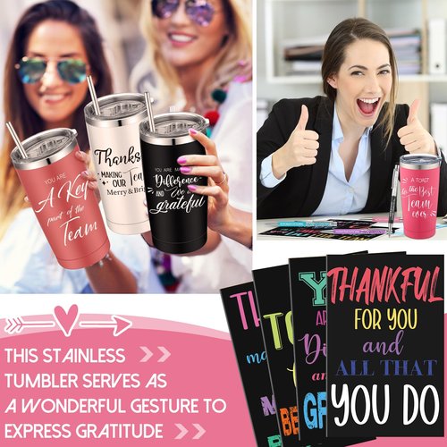 Uiifan Set of 48 Inspirational Gifts for Women 20 oz Stainless Steel Insulated Tumbler with Keychain Mini Journal Pens Thank You Coworker Employee Teacher Motivational Gift for Christmas Birthday