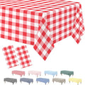 Kopokita Red Gingham Tablecloth - 54 x 108 Inches | Disposable Plastic Checkered Table Covers
