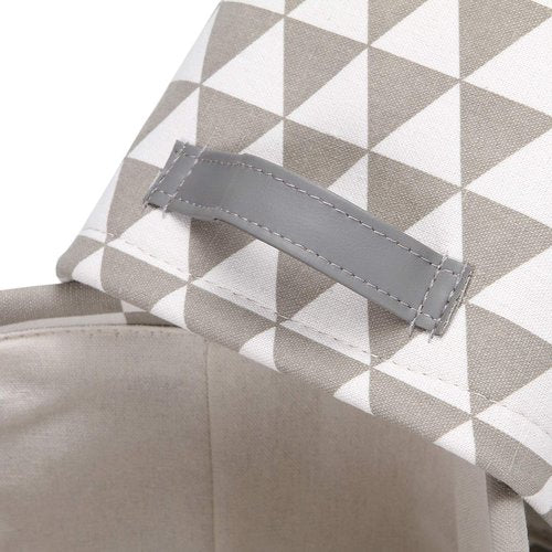 Sea Team Foldable Mini Square New Grey and White Geometric Theme 100% Natural Linen & Cotton Fabric Storage Bins Storage Baskets Organizers for Shelves & Desks - Set of 4 (Grey)