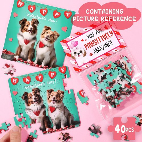24PCS Kids Easter Basket Stuffers with Cat & Dog Jigsaw Puzzles Toys, Easter Gifts Egg Fillers Party Favors for Kids 4-8 8-12 Goodie Bag Stuffer Classroom Treasure Box Toys Prizes Bulk for Boys Girls