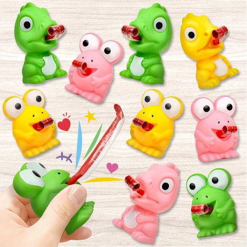 ShyLizard 24 Packs Valentine's Day Cards for Kids with Squeeze Animals Dinosaur Frog Toys, Valentines Day Gifts for Kids Sensory Fidget Toys Tongue Sticking Out, Classroom Exchange Prizes Party Favor