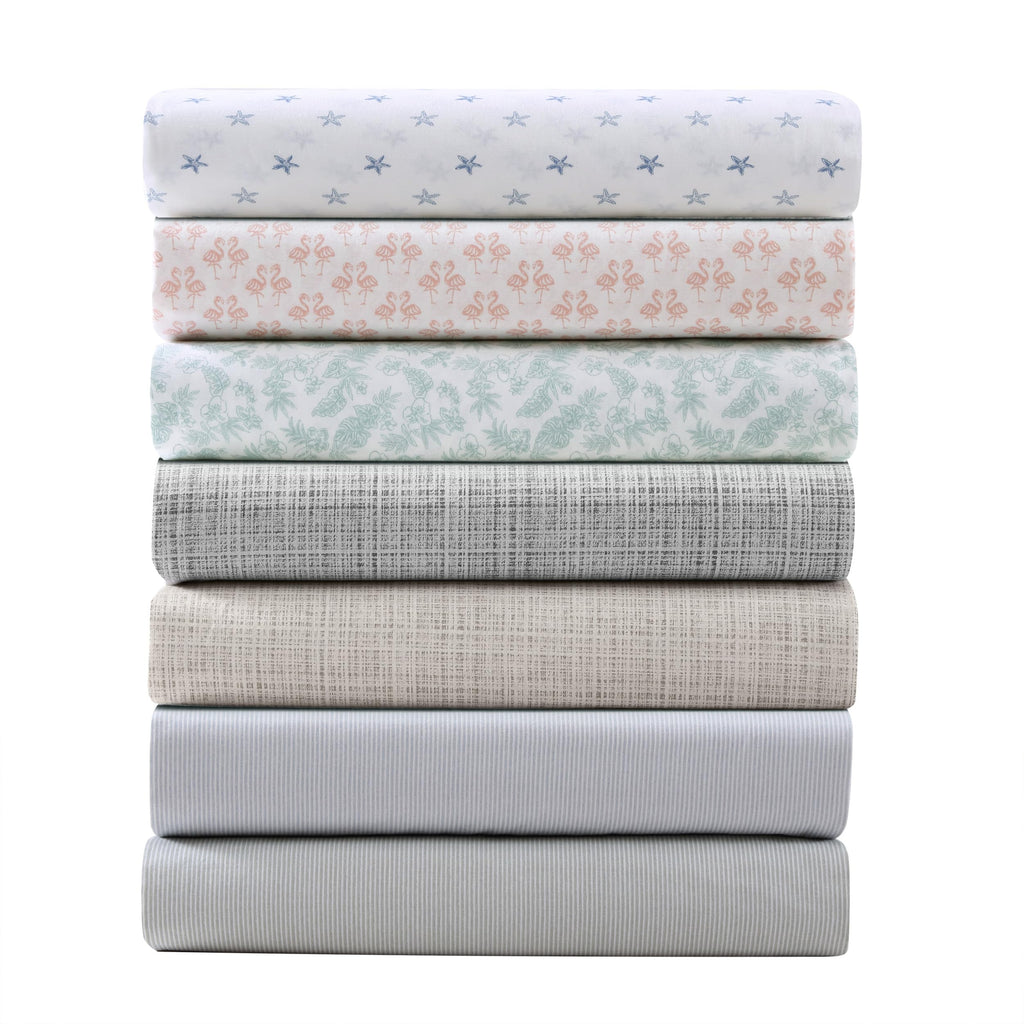 Tommy Bahama - King Sheets, Washed Percale Cotton Bedding Set, Soft & Breathable Bedroom Decor with Deep Pockets (Island Cays Stripe Green, King)
