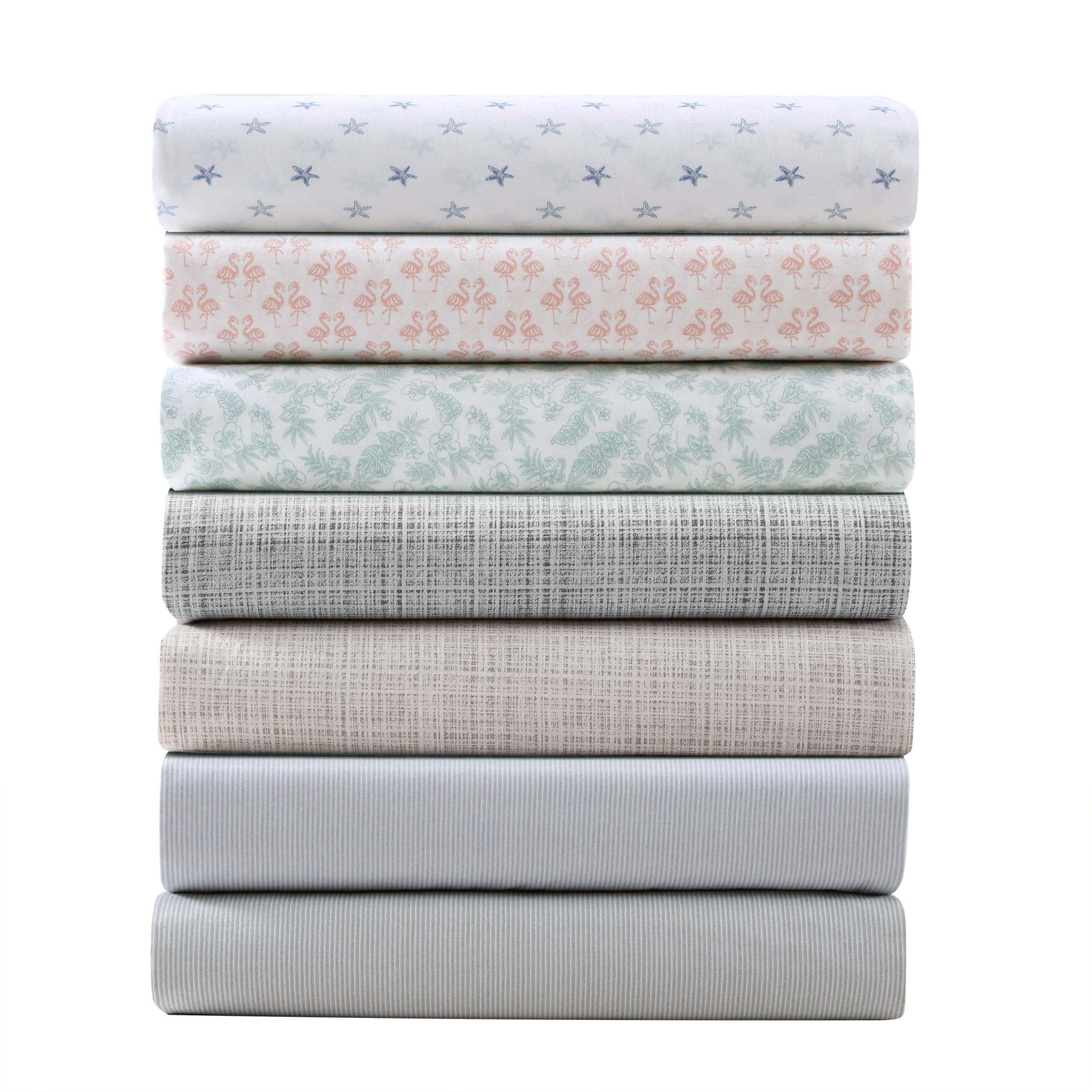 Tommy Bahama - King Sheets, Washed Percale Cotton Bedding Set, Soft & Breathable Bedroom Decor with Deep Pockets (Island Cays Stripe Green, King)