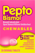 Pepto Bismol Chewable Tablets - Fast Upset Stomach Relief & Nausea Control | 30 Count