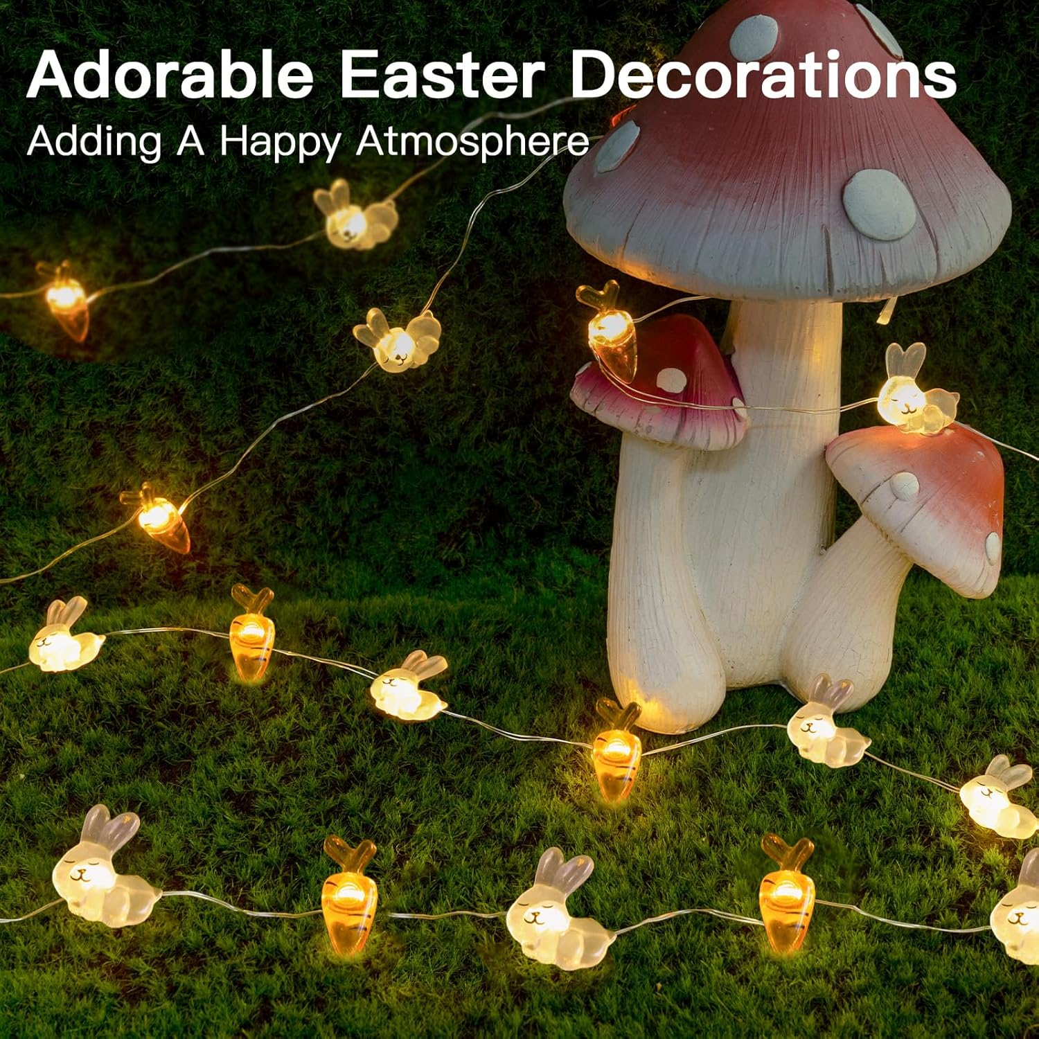 Suddus Easter String Lights - 12.8ft Battery Operated 40 LED Outdoor & Indoor Decorations